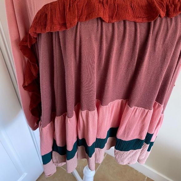 Anthropologie Meadow Rue Dusty Rose Soft Modal oversized Ruffled Boho Top. Sz M - Picture 5 of 15